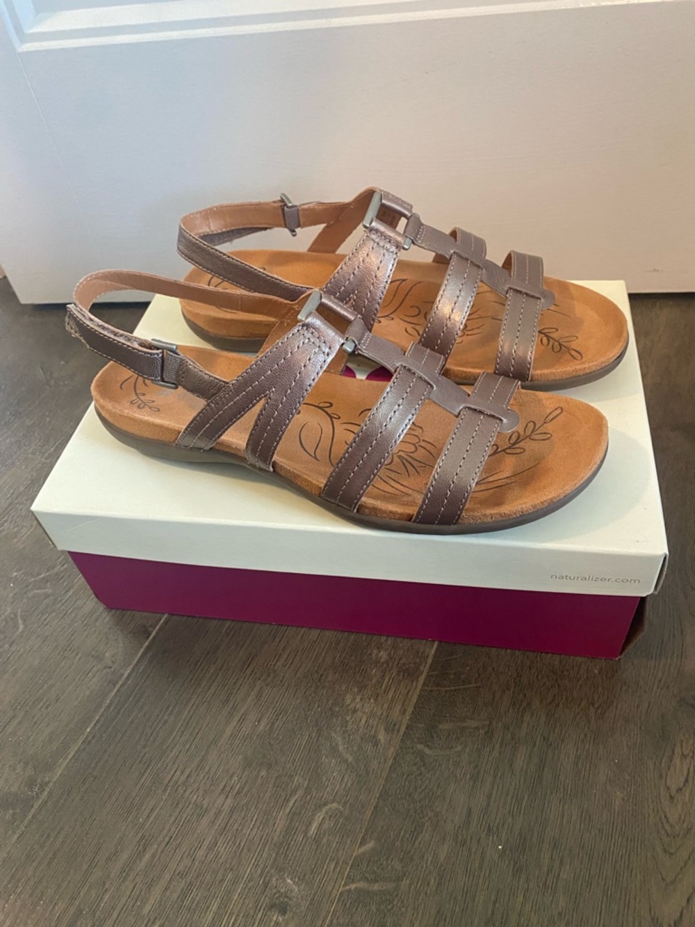 Naturalizer Every Strappy Sandal in Nickel Alloy Metallic